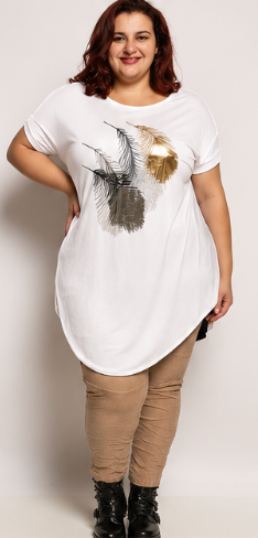 Tee-shirt long "plumes"