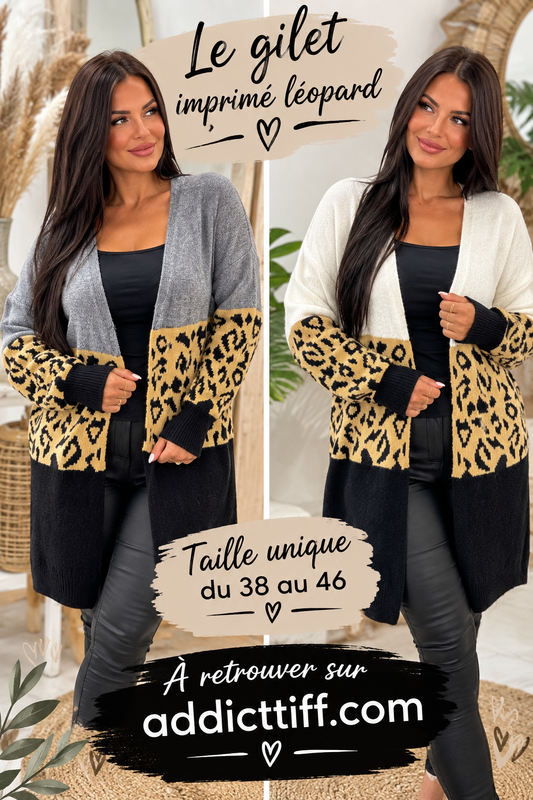 Long gilet leopard