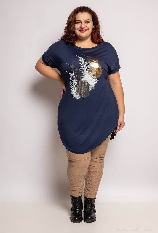 Tee-shirt long "plumes"