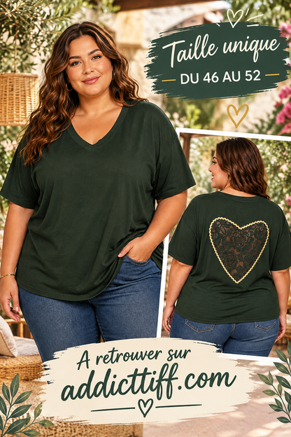 Tee-shirt coeur dentelle