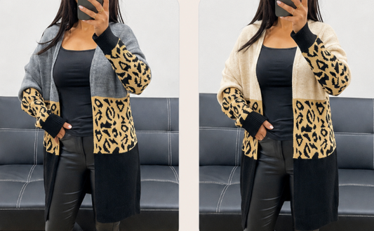 Long gilet leopard