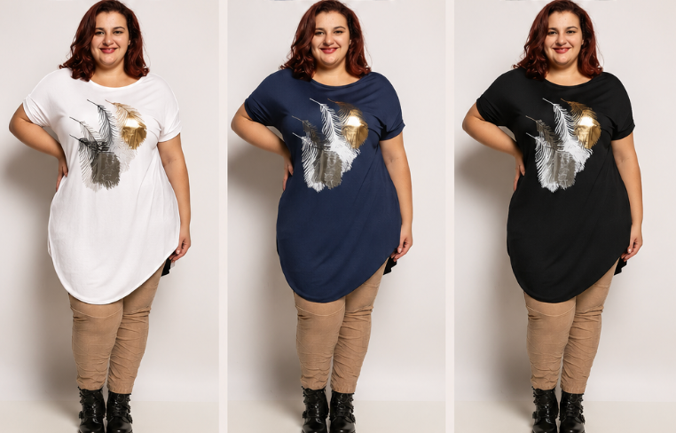 Tee-shirt long "plumes"