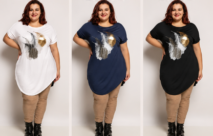Tee-shirt long "plumes"