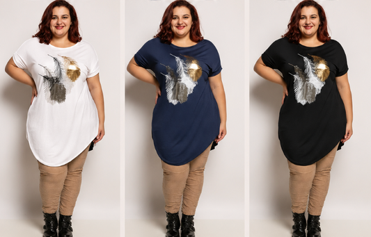 Tee-shirt long "plumes"