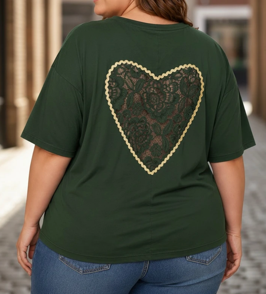 Tee-shirt coeur dentelle