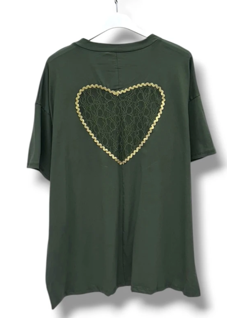 Tee-shirt coeur dentelle