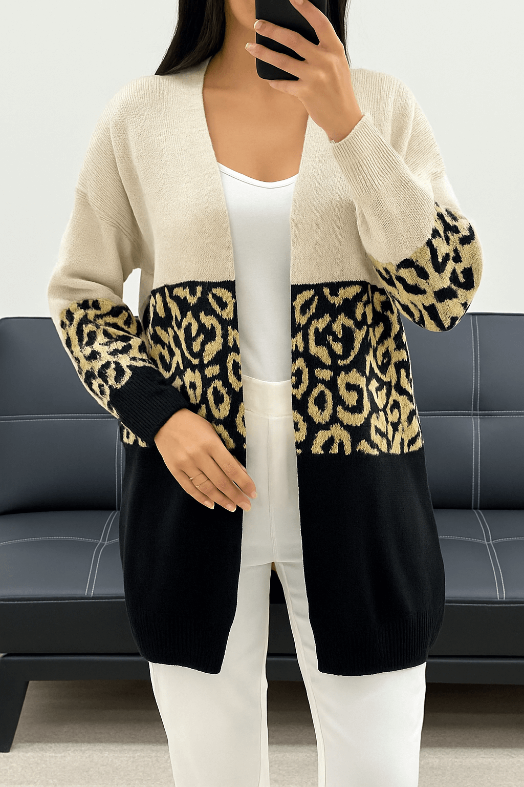 Long gilet leopard