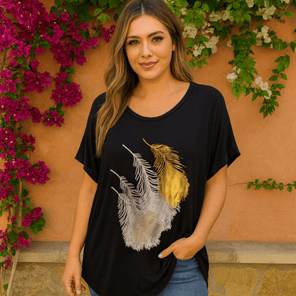 Tee-shirt long "plumes"