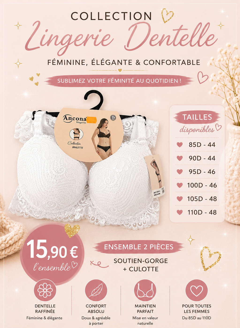 Ensemble sous vêtements - blanc