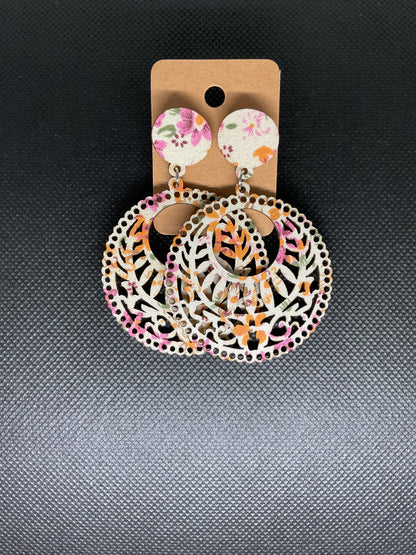 Boucles d'oreilles ronde en bois