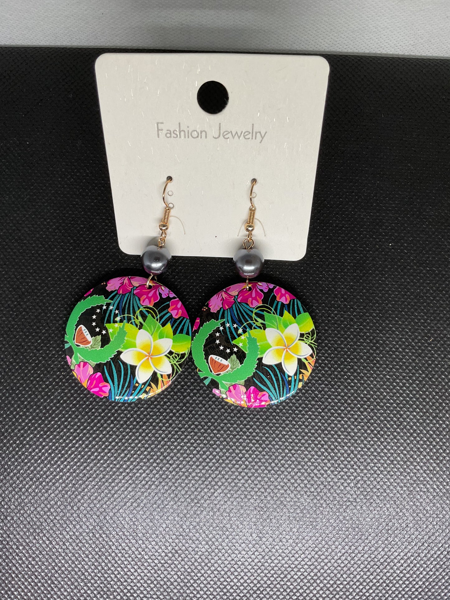 Boucles d'oreille ronde floral