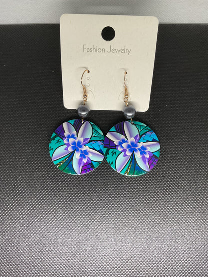 Boucles d'oreille ronde floral