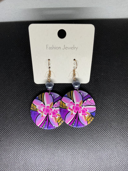 Boucles d'oreille ronde floral