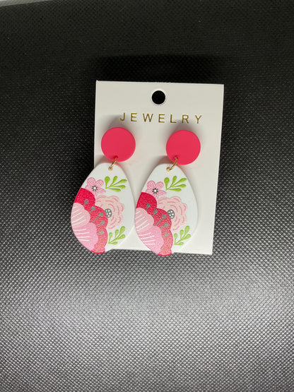 Boucles d'oreille ovale fleurs jewerly