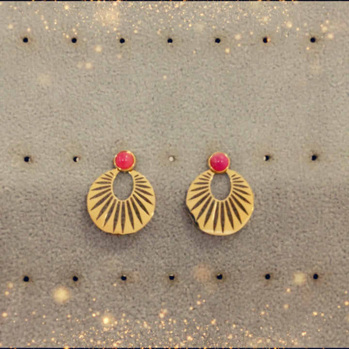 Boucles d'oreilles (rose) - acier inoxydable