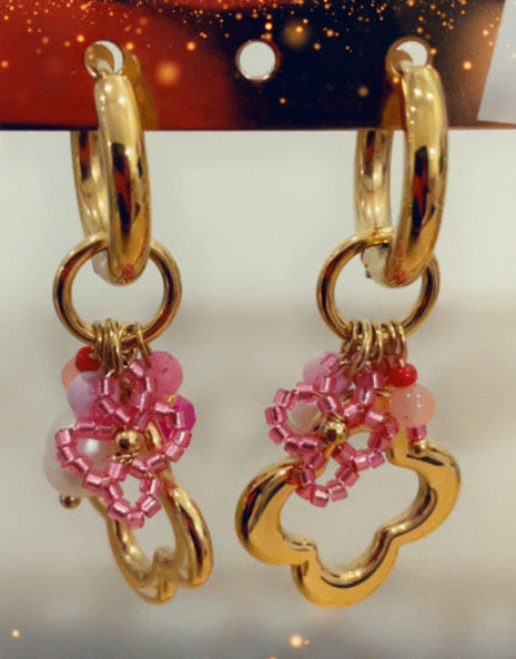 Boucles d'oreilles (rose) - acier inoxydable