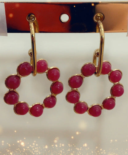 Boucles d'oreilles (rose) - acier inoxydable