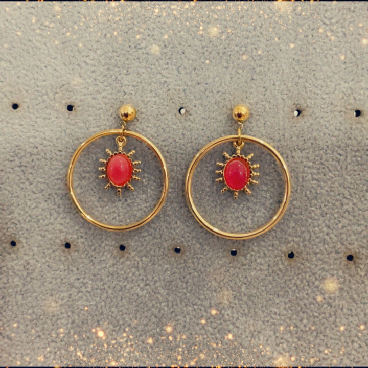 Boucles d'oreilles (rose) - acier inoxydable