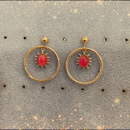 Boucles d'oreilles (rose) - acier inoxydable