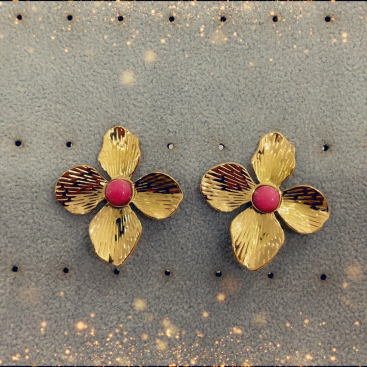 Boucles d'oreilles (rose) - acier inoxydable