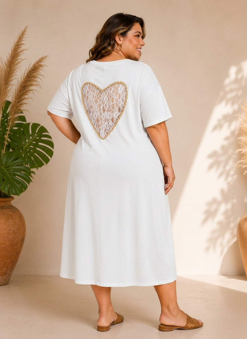 Robe coeur en dentelle - taché